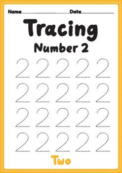 Trace Number '2' Worksheet for FREE for Kids