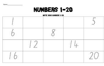 tracing numbers 1 20 by jo copland teachers pay teachers