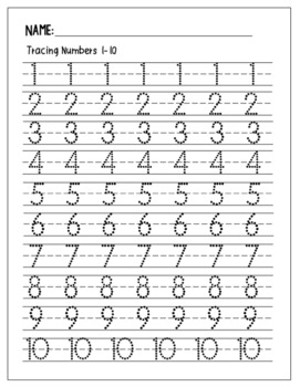 Tracing numbers 1-20 | Write and fill in the missing numbers | TPT