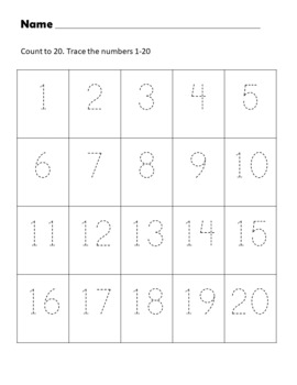 Tracing numbers 1-20, Writing Practice 1-20 by Oberon zorro | TpT