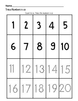 Tracing numbers 1-20 and fill in the missing number 1-20 by It me ...