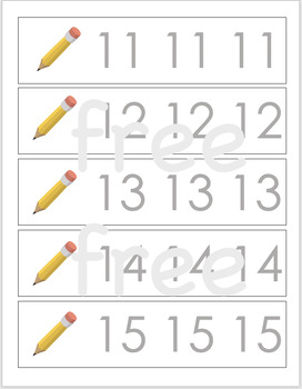 Preview of Tracing numbers worksheet 11 to 15