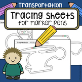 Tracing practice pre-writing skills TRANSPORTATION vehicle