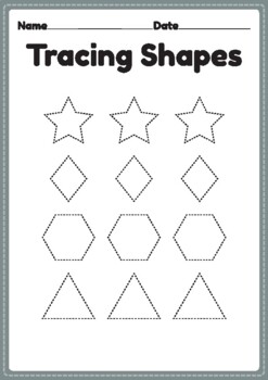 Tracing shapes worksheet for kindergarten and preschool kids by Kids Nex