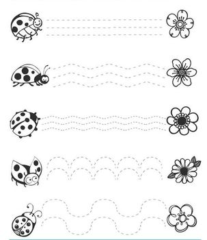 Preview of Tracing the lady bugs reach to the flowers