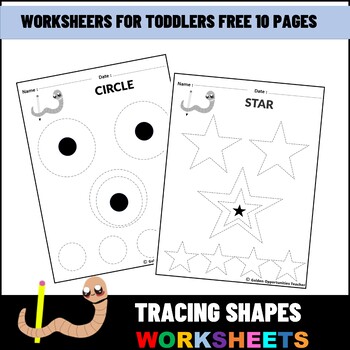Preview of Tracing work Sheets Circle, Square, Triangle, Heart, Star and More for taddlers