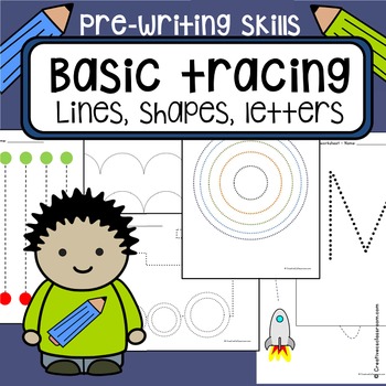 Preview of Tracing worksheets - pack of 91 pages - lines, shapes, letters