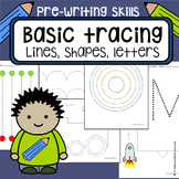 Tracing worksheets - pack of 91 pages - lines, shapes, letters