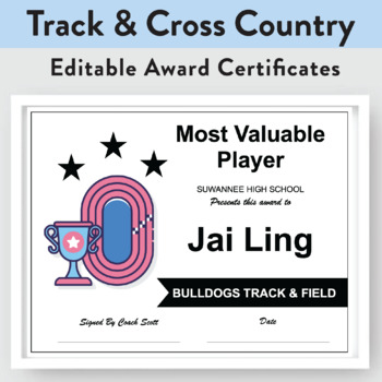 Preview of Track & Field, Cross Country Editable Award Certificates | For Coaches