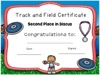 Track And Field Award Certificates By The Third Grade Zoo Tpt