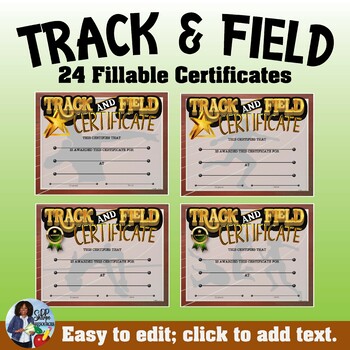 Preview of Track and Field Certificates -Fillable