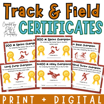 Preview of Track and Field Certificates - Print and Digital Awards for Sports Banquets...