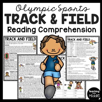 Preview of Track and Field Reading Comprehension Worksheet Summer Olympic Sports