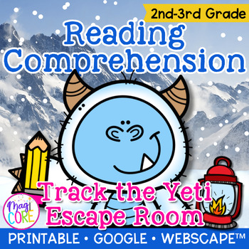 Preview of Yeti Winter Reading Comprehension Escape Room 2nd 3rd Grade Digital Activity
