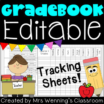 Preview of Tracking Sheets for Grades, Homework, and Assessments! (Editable & PDF!)