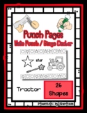 Tractor - 26 Shapes - Hole Punch Cards / Bingo Dauber Pages *f