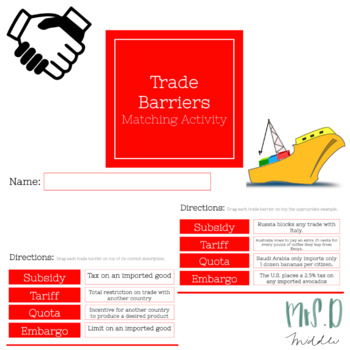 Preview of Trade Barriers DIGITAL Matching Activity