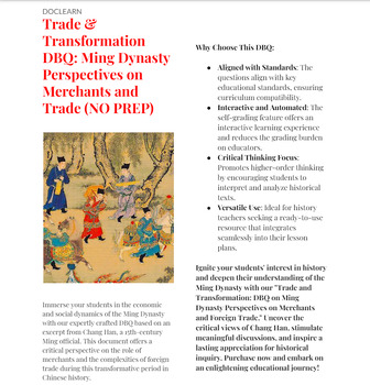 Preview of Trade & Transformation: DBQ Ming Dynasty Perspectives on Merchants and Foregnors