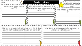 Trade Union worksheet- IGCSE/Basic Economics by Rajendra Pathak