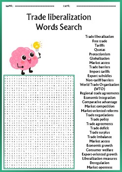 Preview of Trade liberalization words search puzzles worksheets activity