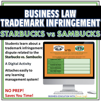 Preview of Trademark Infringement Business Law Class Case Study - Sambucks vs. Starbucks