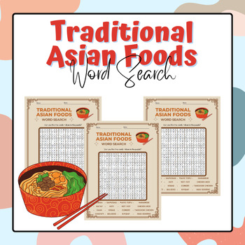 Preview of Traditional Asian Foods Word Search | AAPI Heritage Month Activities