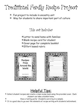 ESL Activities: Family Recipe Book Project  Family recipe book, Recipe book,  Writing worksheets