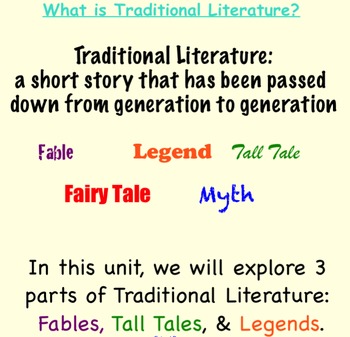 Preview of Traditional Literature Unit - Common Core Aligned!