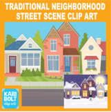 Traditional Neighborhood Street Scenes Clip Art