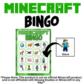 Preview of Traditional Picture Bingo: Minecraft Edition- 25 Unique Picture Bingo Cards