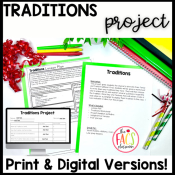 Preview of Family Traditions Project | Family and Consumer Sciences | Print | Google Drive