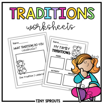 Preview of Traditions Worksheets- Celebrating Traditions, My Family Traditions Worksheets