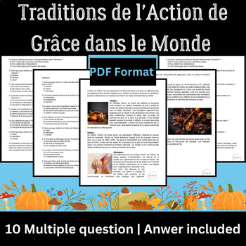 Preview of Traditions de l'Action de Grâce dans le Monde | Worksheets