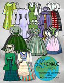 Traditonal Clothing Styles from Around the World Female Set 1