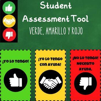Preview of Traffic Light Assessment Sign and Cards Spanish | Verde Amarillo Rojo