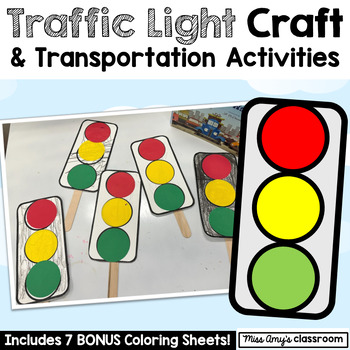 Preview of Traffic Light Craft & Transportation Activities & Coloring Sheets
