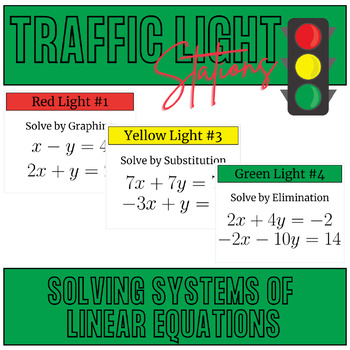 Preview of Traffic Light Activity: Solving Systems of Equations Stations