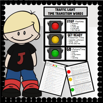 Preview of Traffic Light Time Transition Words Poster, Narrative Time Transitions