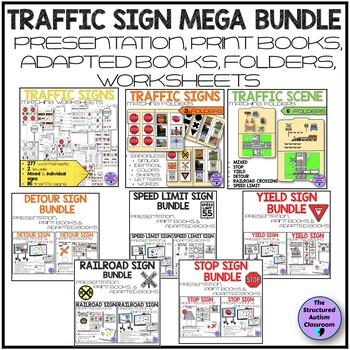 Preview of Community Sign BUNDLE Adapted Books, Worksheets, File Folder, Presentations SPED