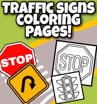 Preview of Traffic Sign Coloring Book For Kids.