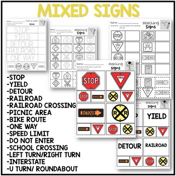 Traffic Sign with Real Photos Matching Pictures & or Words Worksheets ...