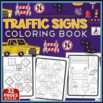 Preview of Traffic Signs Coloring Book - Color And Learn About City Street Road
