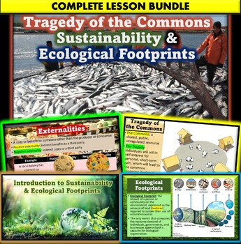 Preview of Tragedy of the Commons, Sustainability & Ecological Footprint Lesson BUNDLE