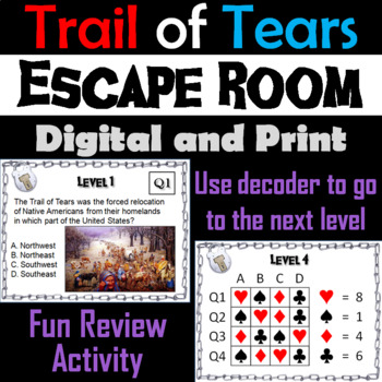 Preview of Trail of Tears Activity: Escape Room Social Studies