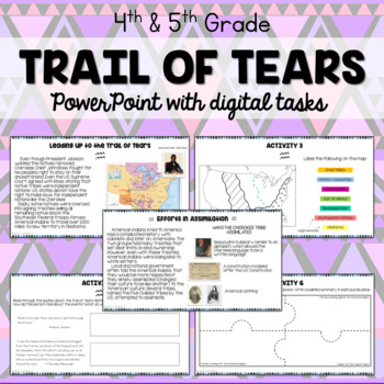 Preview of Trail of Tears Presentation and Digital Tasks 4th and 5th Grade SS4h3b