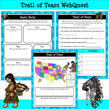 Preview of Trail of Tears WebQuest