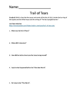 thesis statement for trail of tears research paper