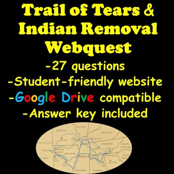 Preview of Trail of Tears and Indian Removal Webquest