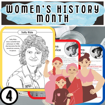 Preview of Trailblazers Coloring and Biography Bundle: Women's History Month