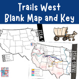 Trails West Blank Map and Key, Oregon Trail, California Tr